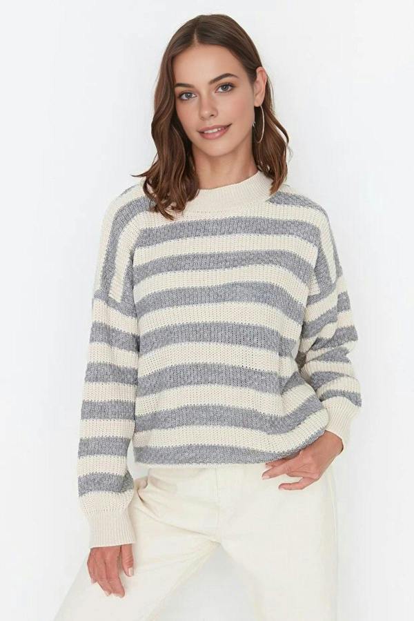 WOVCOR Striped Knit Sweater