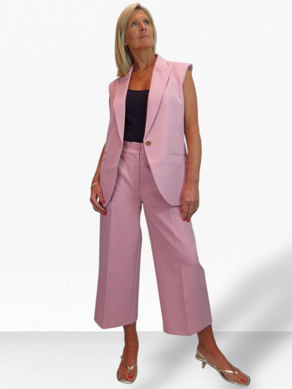 Paulo Due Womens Wide Leg Cropped Tailored Trousers
