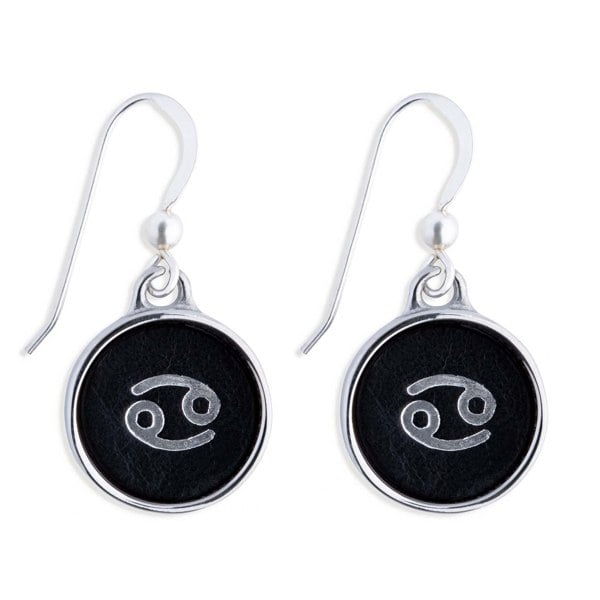 N'Damus London Cancer Black Leather Earrings