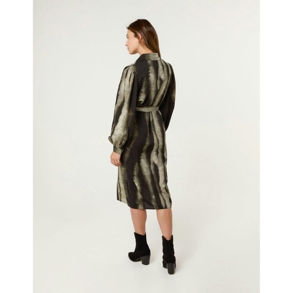 Blue Vanilla Printed Puff Sleeve Button Through Midi Dress