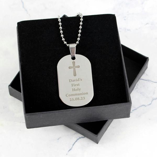 Personalised Cross Dog Tag Necklace - lifestyle shot