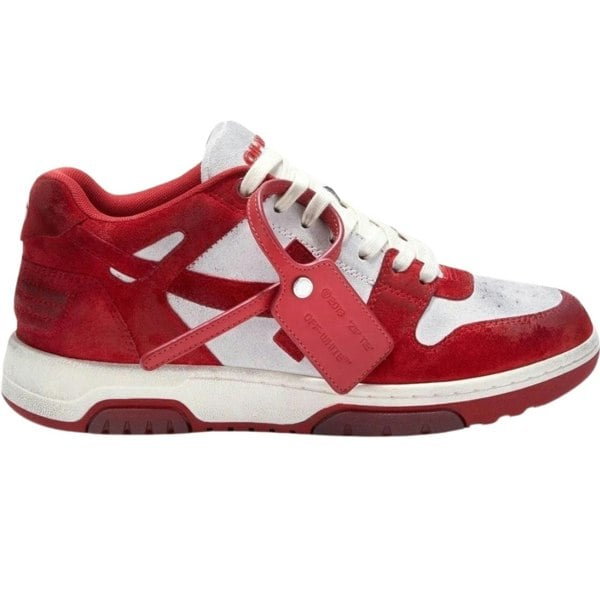 Off-White Out Of Office Vintage Red Suede Leather Sneakers UK 6