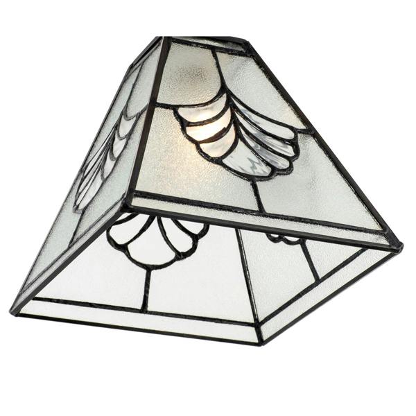 Traditional Clear Glass Tiffany Pendant Light Shade with Floral Panels Image 3