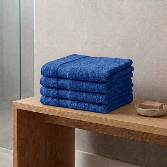 Vision V475 - 4 Pack 100% Cotton Face Cloths - Royal Blue - Face Cloths - 100% Cotton