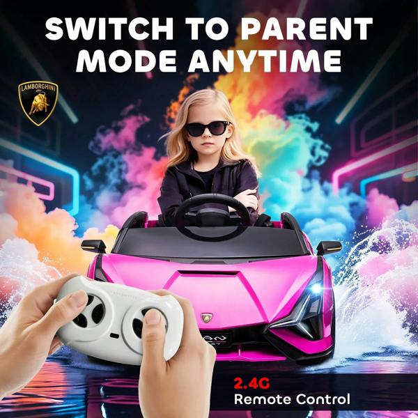 Pink 12V electric kids ride-on car with 2.4G remote control