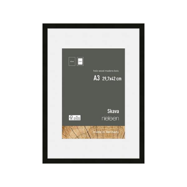 nielsen Skava Black Wooden Picture Frame with White Mount