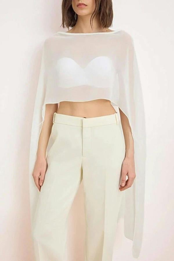 WOVCOR Straight Boat Neck Sleeveless Woven Chiffon Blouse