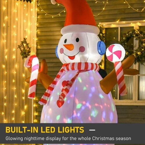 HOMCOM Christmas Inflatable Snowman, Rotating Lighted Indoor Outdoor  Decoration