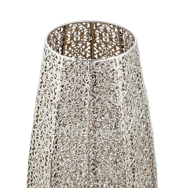 Traditional and Ornate Floral Moroccan Floor Lamp in Polished Silver Image 4