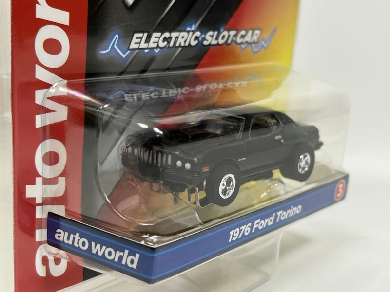 Auto World Slot Cars 1976 Ford Torino Matt Black HO Scale Slot Car X Traction Auto World SC368-3