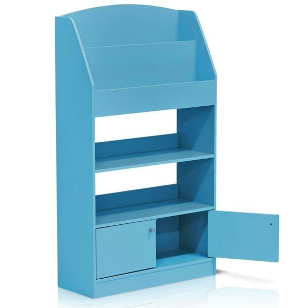 WALPLUS Kidkanac Magazine/Bookshelf with Toy Storage Cabinet, Light Blue | Luxury Wall Decor for Living Room & Bedroom