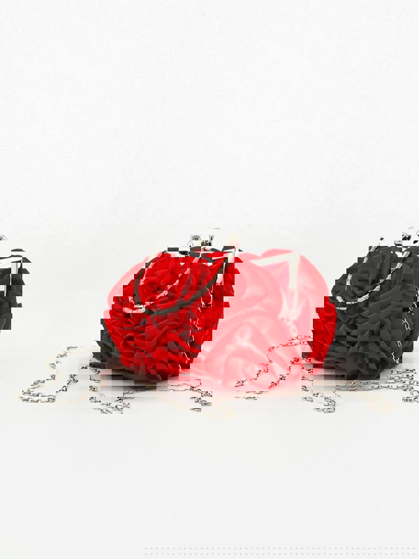 SVNX 3D Rose Clutch Bag in Red