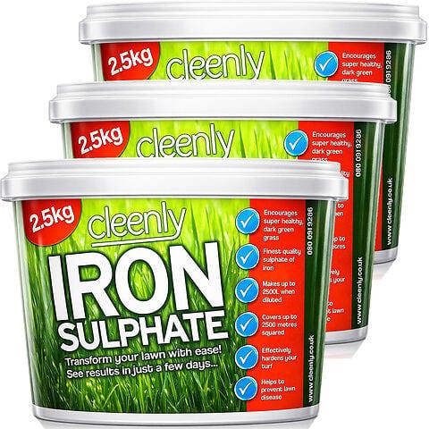Cleenly Iron Sulphate for Lawns 7.5kg Pure Lawn Tonic Ferrous Sulphate of Iron Lawn Greener and Turf Hardener