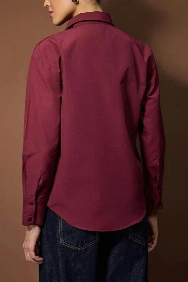 WOVCOR Button-Front Shirt with Pocket Detail