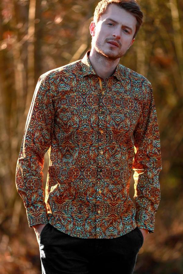 WAVY ORNAMENTS PRINT SHIRT – Premium Men's Patterned Shirt by Claudio Lugli | Bold Design, Tailored Fit, Best Printed Shirts