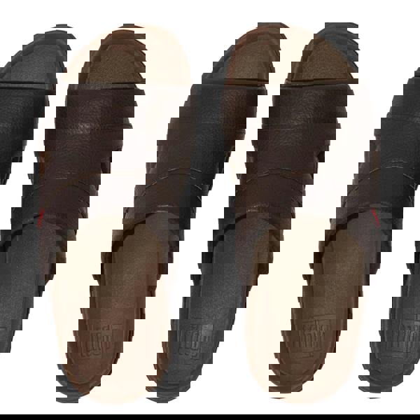 Fit Flop Mens Freeway Leather Pool Sliders - Brown - 