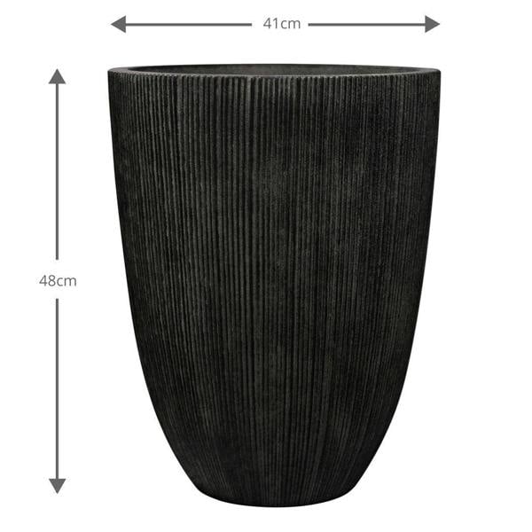 Milan Tall Ruffled Plant Pot 48cm x 37cm, 37L - Black
