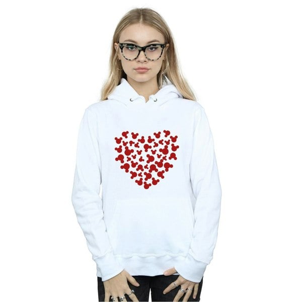 Disney Womens/Ladies Mickey Mouse Heart Silhouette Hoodie - White