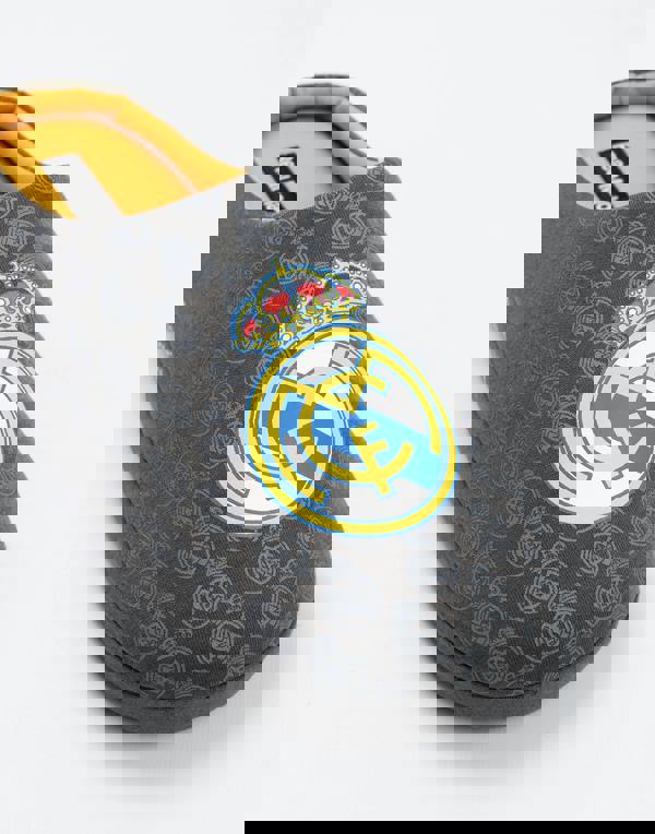 Real Madrid Mens Black Logo Mule Slippers