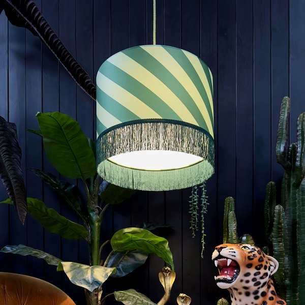 Love Frankie Apple Sours Helter Skelter Velvet Lampshades With Fringing