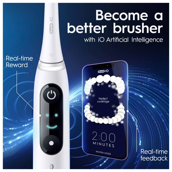 Oral-B iO 8 Black & White Electric Toothbrushes Designed By Braun