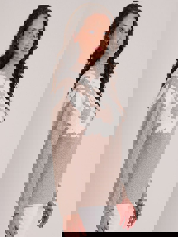 VIZ-A-VIZ Floral Jacquard Funnel Neck Jumper