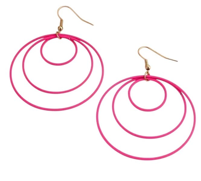 One Of A Kind Club Circles in circles earrings - Neon Pink