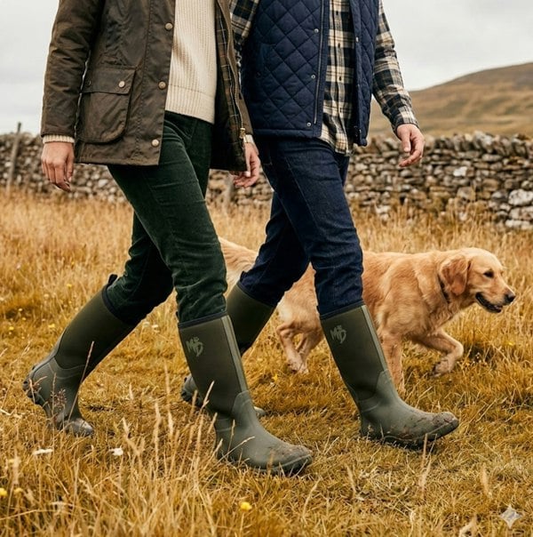 Mud Dogs RUTLAND TALL Neoprene Wellington Boots Olive