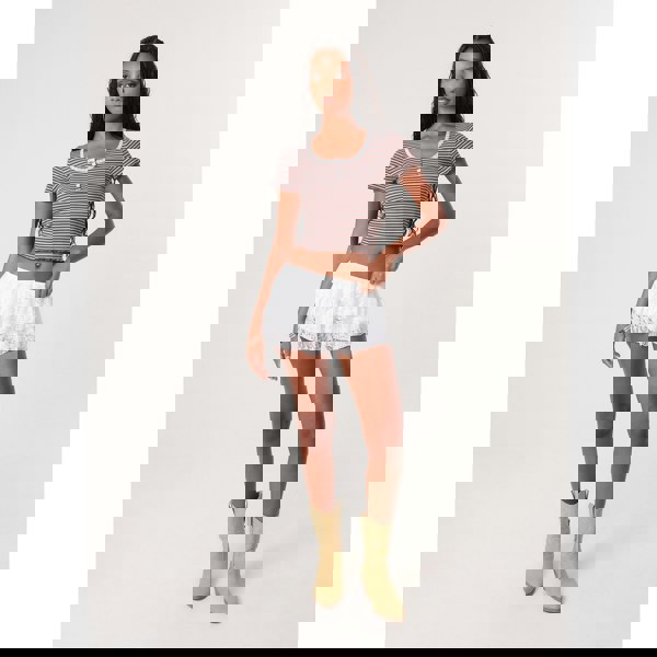 Pink Vanilla Cap Sleeve Lace Trim Top