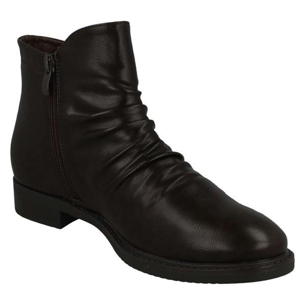 Spot On Ladies Spot On Low Heel Rouched Ankle Boot F51031