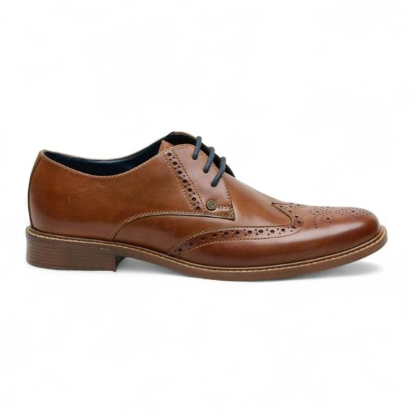 Ben Sherman Men's Tan Leather Wingtip Oxford Brogue Dress Shoes