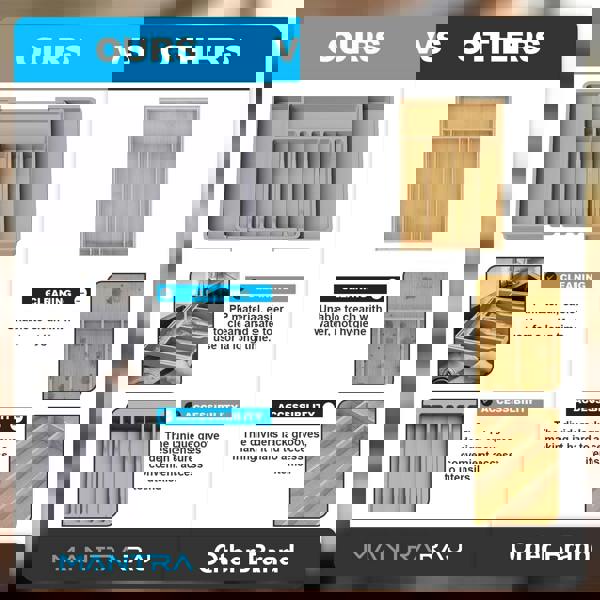 MANTRARAJ Cutlery Drawer Organiser Plastic Expandable Kitchen Drawer Organiser Cutlery Tray Utensil Tray