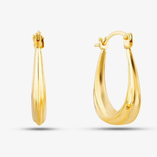 T. H. Baker 9ct Yellow Gold Shaped Oval Creole Earrings UER132Y