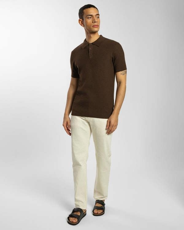 Steel & Jelly Waffle Textured Knitted Polo Shirt