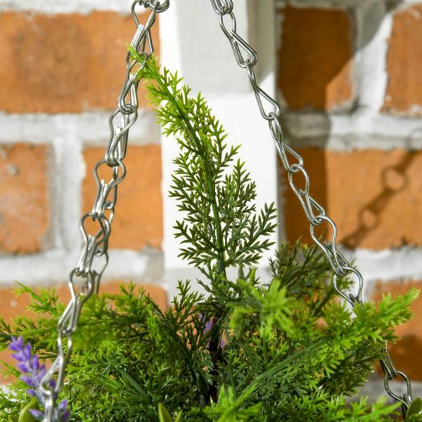 Dyzi Set of 2 Artificial Lisianthus Flower Hanging Baskets Purple