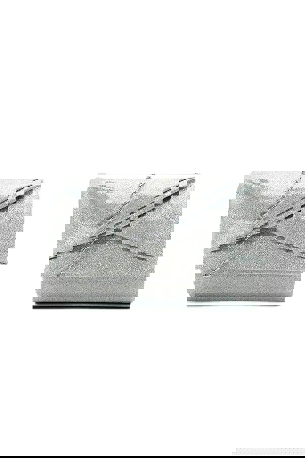 Pluspup Pleated Glitter Clutch Bag with Chain Strap