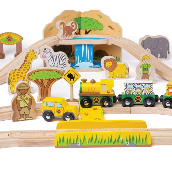 Bigjigs Rail Wooden Safari Train Set - 38 Pieces