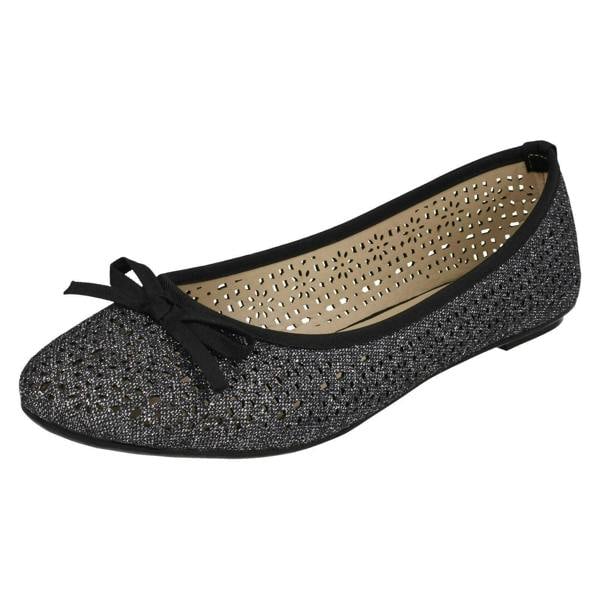 Spot On Ladies Spot On Punched Design Ballerinas F80376