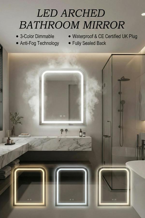 Living and Home Wall Mounted Oval LED Bathroom Mirror