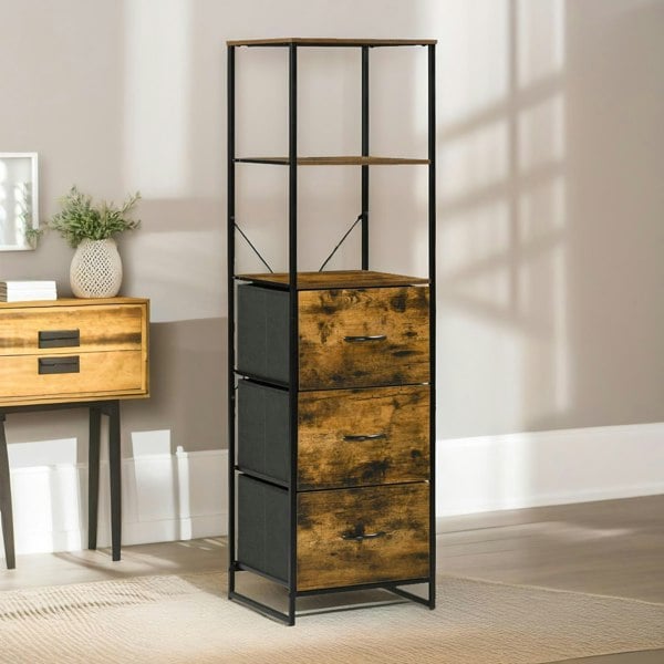 Rafaelo Mobilia Industrial Storage Cabinet With 2 Open Shelves Rustic Brown