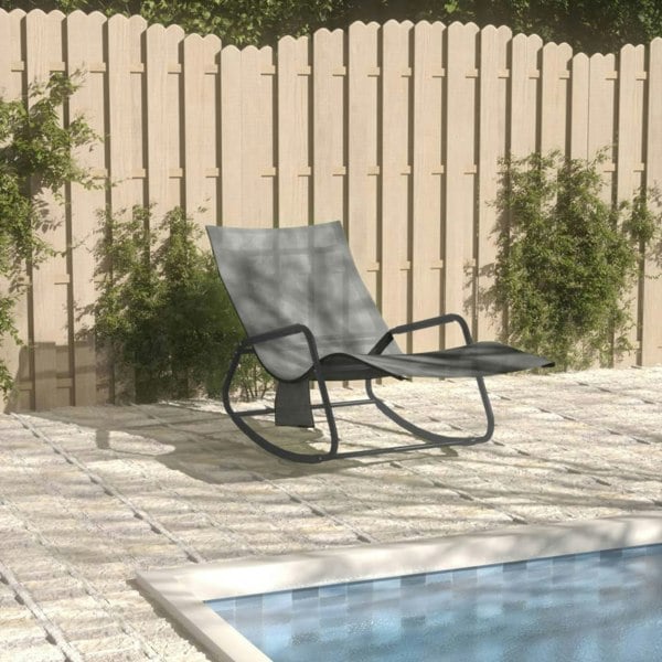 Berkfield Sun Lounger Steel and Textilene Grey