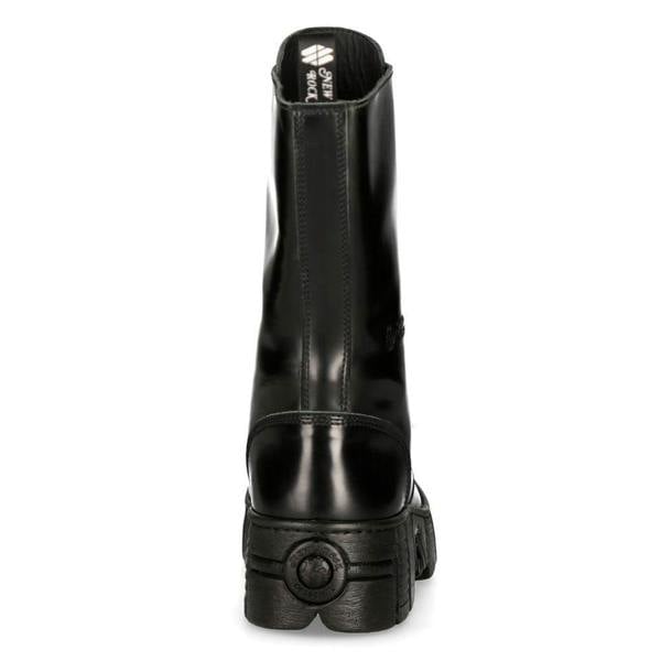 New Rock Boots Leather Mid-Calf Tower Biker Boots- M-WALL027N-C2