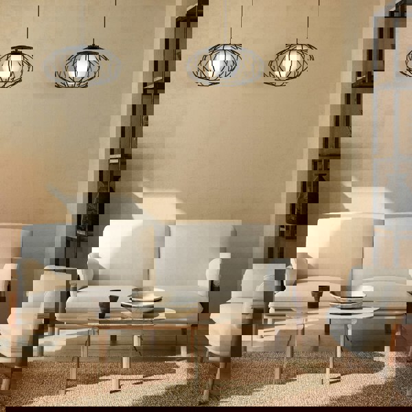 Milagro Kronos Pendant Lamp 1XE14 Industrial Chic With The Flattened Cage Surrounding The Elegant Glass Shade