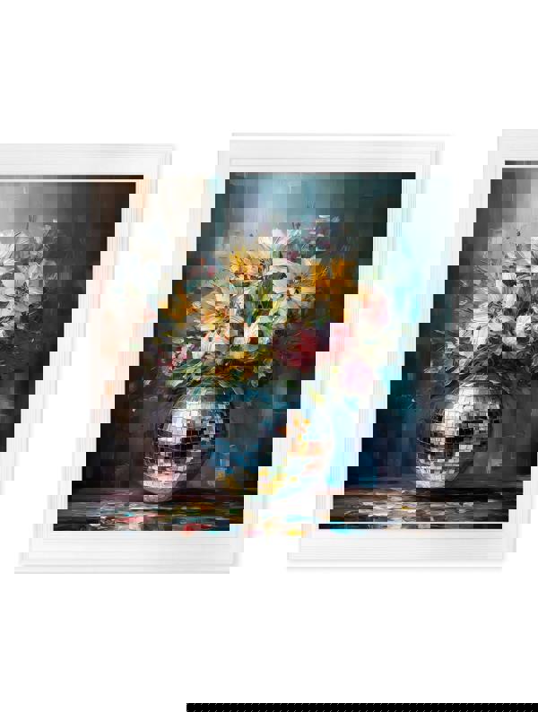 Exceptional Art Disco Bloom Lilies & Roses - Strong White Hurstwood square frame