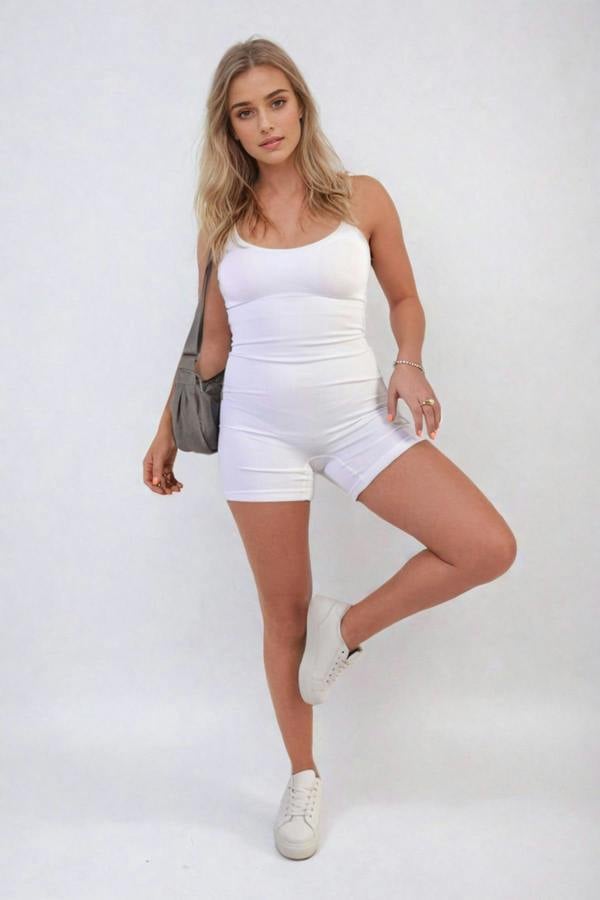 Imelda Strappy Fitted Bodysuit - White
