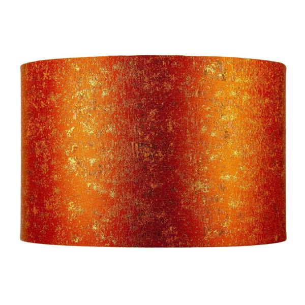 Rustic Orange Jacquard Fabric Lamp Shade with Gold Foil Fleck Accents Image 4