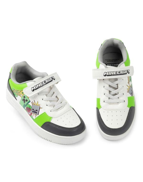 Minecraft Boys White Creeper Velcro Trainers