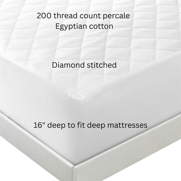 HomeSpace Direct Egyptian Cotton T-200 Quilted 16" Mattress & Pillow Protector