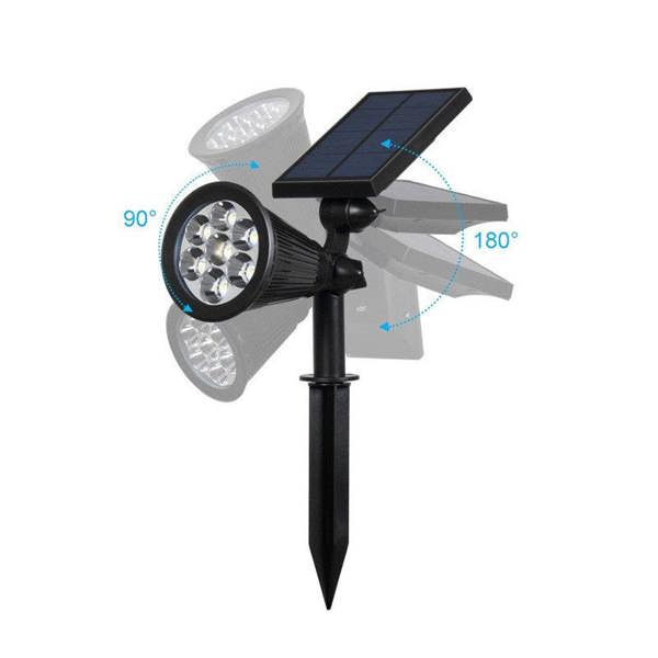 ENER-J Pack of 4 LED Solar Spotlights, 7W Solar Spike Garden Light,1800 mAh battery, 5.5V 1.5W Solar Panel, IP44, RGB