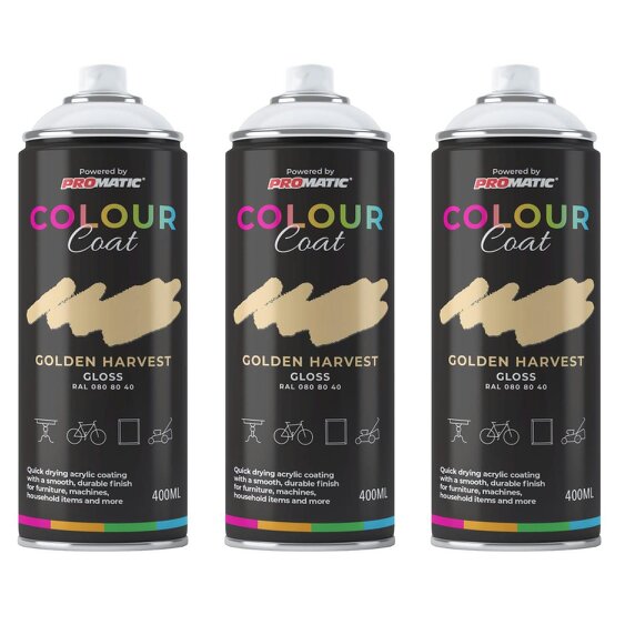 Colour Coat 3X Golden Harvest RAL 080 80 40 Satin Spray Paint 400ml